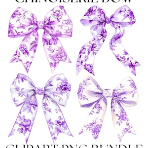 Paarse chinoiseriestrikbundel png, paarse en witte strikjes png, lavendel toile strik png, paarse bloemenstrik png, strik paarse bloemen png