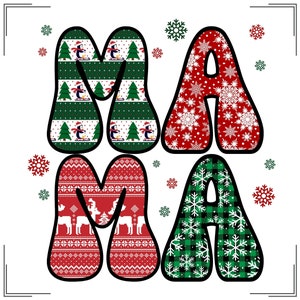 Maman de Noël png, Élégante saison des fêtes png, Maman de Noël png, Pull en tricot rétro Noël png, Maman d'hiver png, Noeud d'hiver de Noël png