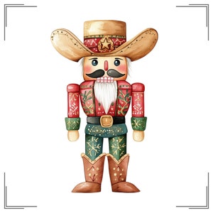 Quebra-nozes Ocidental PNG, Clipart De Quebra-nozes Vintage Em Aquarela De Ouro Vermelho, Clipart De Quebra-nozes De Chapéu De Cowboy, Olá Natal Quebra-nozes png