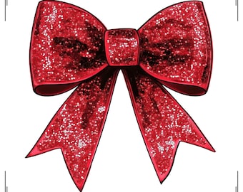 Faux Sequin Red Bow png, Red Glitter Bow png, Red Sequin Christmas Bow png, Red Disco Bow png, Cowgirl Bow png, Girly Bow png
