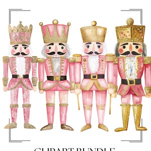 Quebra-nozes com glitter rosa png, Quebra-nozes de Natal em aquarela png, Clipart de pacote de quebra-nozes em tons pastel, Blush Coquette Girly Winter X-Mas png
