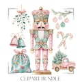 Coquette Christmas Clipart Bundle: Pink Nutcracker PNGs (75 Files)