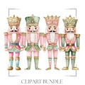 Pastel Nutcracker Clipart Bundle: Pink & Gold Christmas PNG, Girly Coquette Glitter X-Mas, Trendy Holiday Design Elements