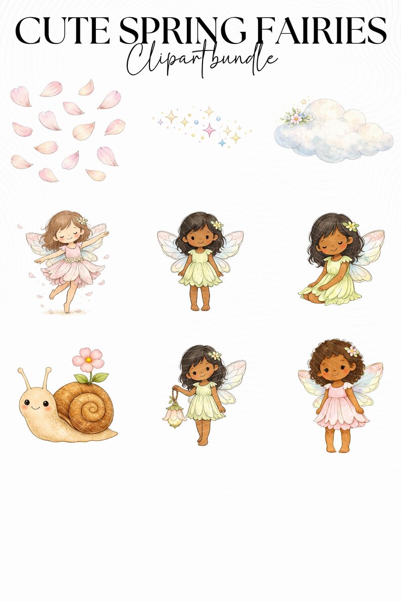 Cute Pastel Spring Fairies Clipart Bundle, Woodland Nursery Fairy PNG ...