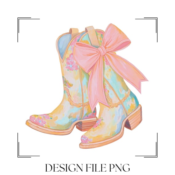 Pastel Cowgirl Boots Clipart: Watercolor Western PNG (digital - Main Image