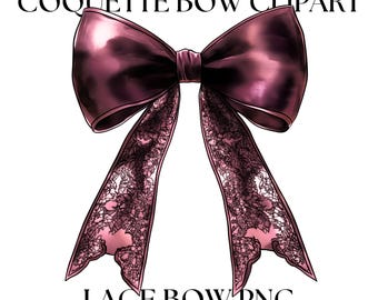 Maroon Lace Bow Clipart: Gothic Coquette Ribbon (PNG)