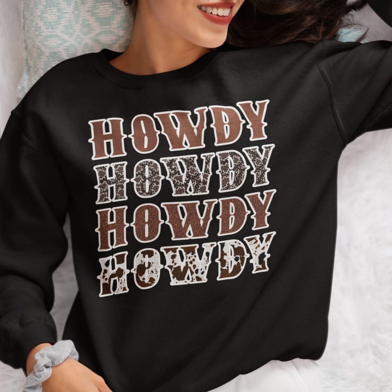 Western Cowgirl Howdy Png, Brown Leather Letter Png, Cowhide Bow Png
