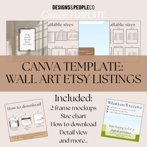 Slepen en neerzetten Etsy-listingsjabloon, canva-lijstmodellen inbegrepen, elegante nieuwe Etsy Shop-sjabloon, lijstsjabloon bestverkochte muurkunst aan de muur