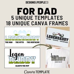 Plantillas y marcos de Canva para el Día del Padre, plantilla de marco de Canva con letras de la universidad, marco de Canva SVG de regalo de papá legendario, marco de bigote