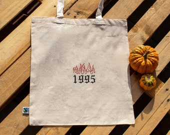 Custom Year Embroidery Tote Bag, Custom Birth Year Tote Bag, Birthday Custom Bag, Custom Date Embroidery, Custom Birth Year Embroidery Tote