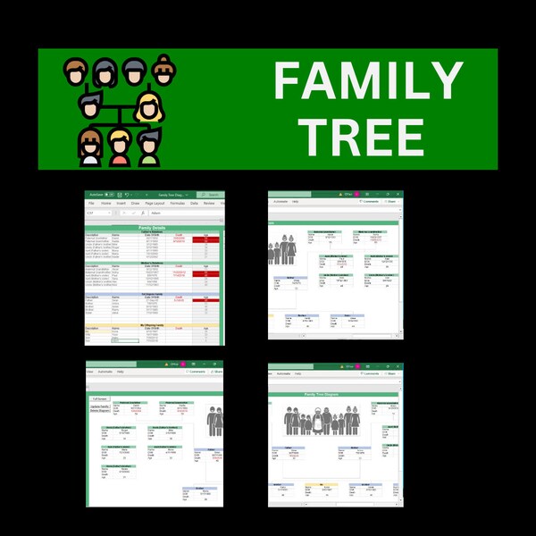 Customizable Family Tree Excel Template: Roots of Love Family Legacy Mapper