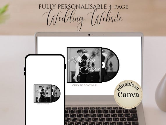 Retro Black and White Spinning Vinyl Wedding Website - Vintage Animated Old Hollywood Wedding Invitation with RSVP and Details page
