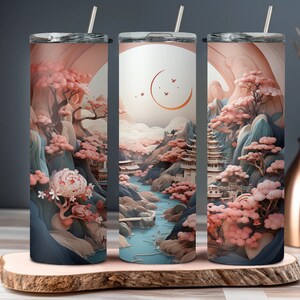 Cherry Blossom Valley Sublimation Tumbler Digital Design - Instant Download PNG