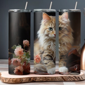Kitten Cat Brown Sublimation Tumbler Digital Design - Instant Download PNG