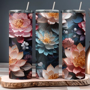 Lotus Flowers Seamless Sublimation Tumbler Digital Design - Instant Download PNG