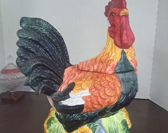 Vintage KCM Break Of Day Rooster Ceramic Cookie Jar
