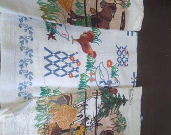 Lote de 3 paños de cocina vintage con temática de granja.