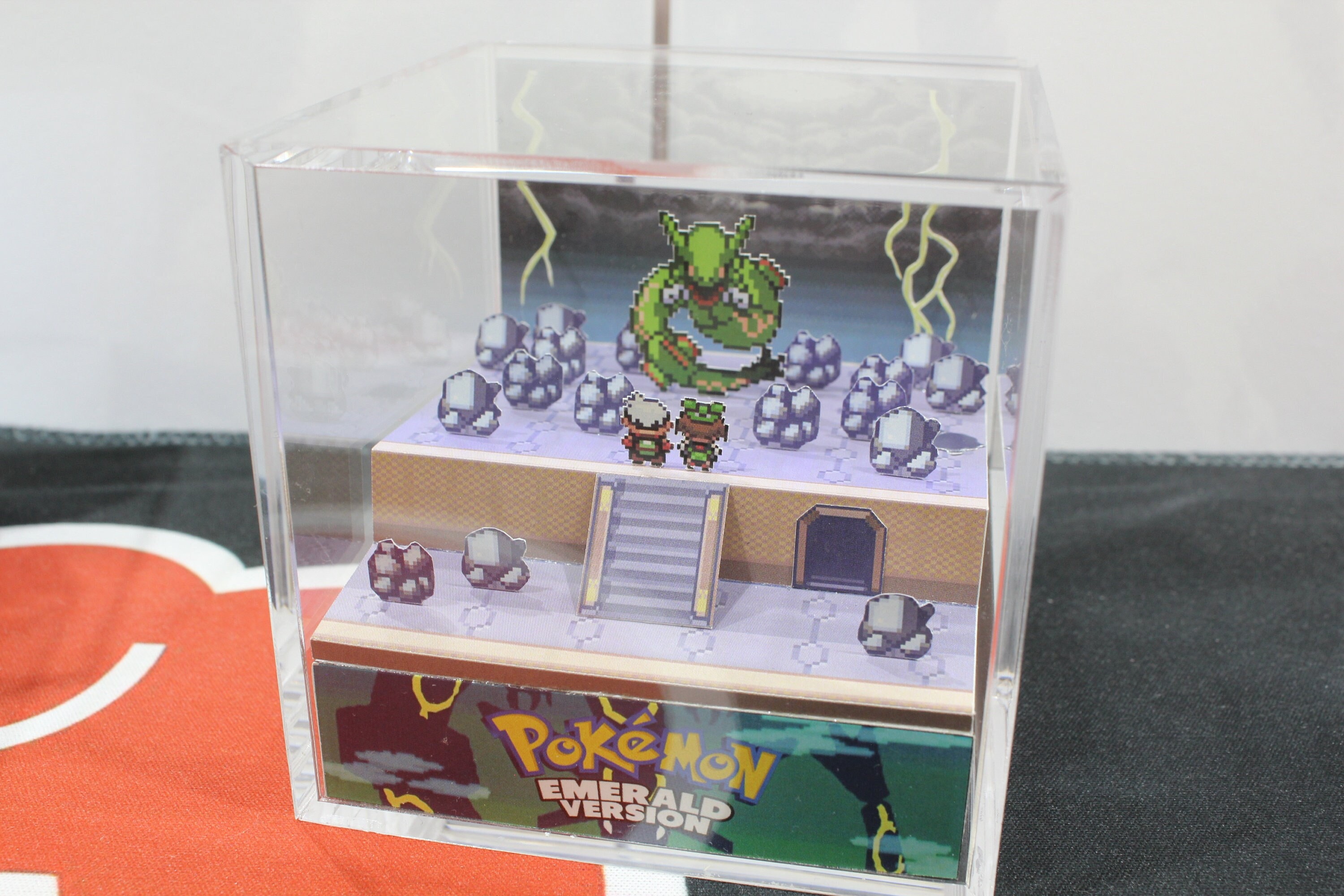 Pokemon Shiny Rayquaza Encounter Handmade Diorama - Gameboy Gaming Cube- Fanart