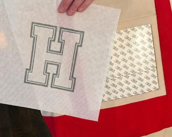 Hand Painted Needlepoint Canvas Bag INSERT – Varsity Letter (6"x6")