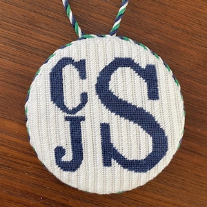 Hand-painted Stacked Monogram NDLPT 18 Count Canvas - CANVAS ONLY, No threads or kit