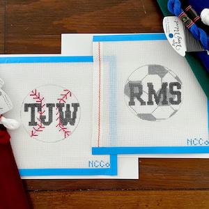 Hand-painted Varsity Sports Monogram NDLPT Canvas - CANVAS ONLY, No threads or kit
