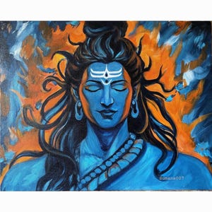 Eternal Shiva - Spiritual Acrylic painting | Hindu God wall art | Home decor | Meditative Indian artwork | Shiva painting on canvas