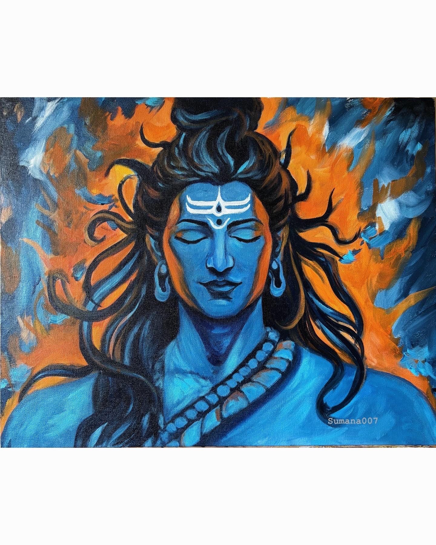 Eternal Shiva - Spiritual Acrylic Painting | Hindu God Wall Art | Home ...