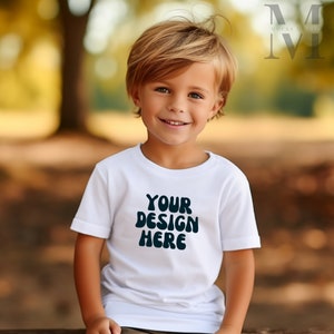 Kids Bella Canvas 3001T White T-Shirt Mockup Kids T Shirt Mockup Boy TShirt Mockup Kids Outdoor Mockup Toddler Outdoor Mockup Summer Mock up