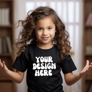 Gildan 5000B Black Toddler Girl Kids Mockup Kid Modeled Shirt Mockups Child Tee Mock Up Toddler Black T-shirt Mocks Instant Digital Download