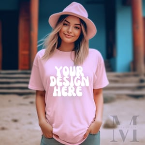 Comfort Colors C1717 Blossom Shirt Mockup Oversized Model Mock up Tshirt Mocks T-shirt  Instant Download Light Pink Tee Beach Mocks Up