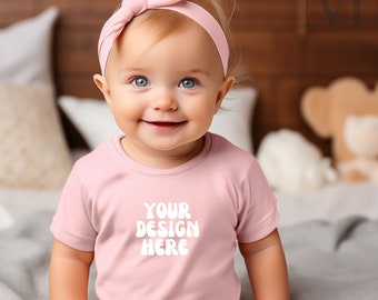 Bella Canvas 3001B Pink Mockup T-Shirt Mockup Baby T Shirt Mockup Plain Bella Canvas Mock up Toddler Bella Canvas Pink TShirt Mocks ups Tee