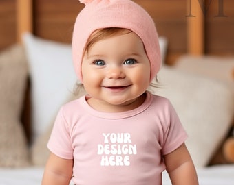 Bella Canvas 3001B Pink Mockup T-Shirt Mockup Baby T Shirt Mockup Plain Bella Canvas Mock up Toddler Bella Canvas Pink TShirt Mocks ups Tee