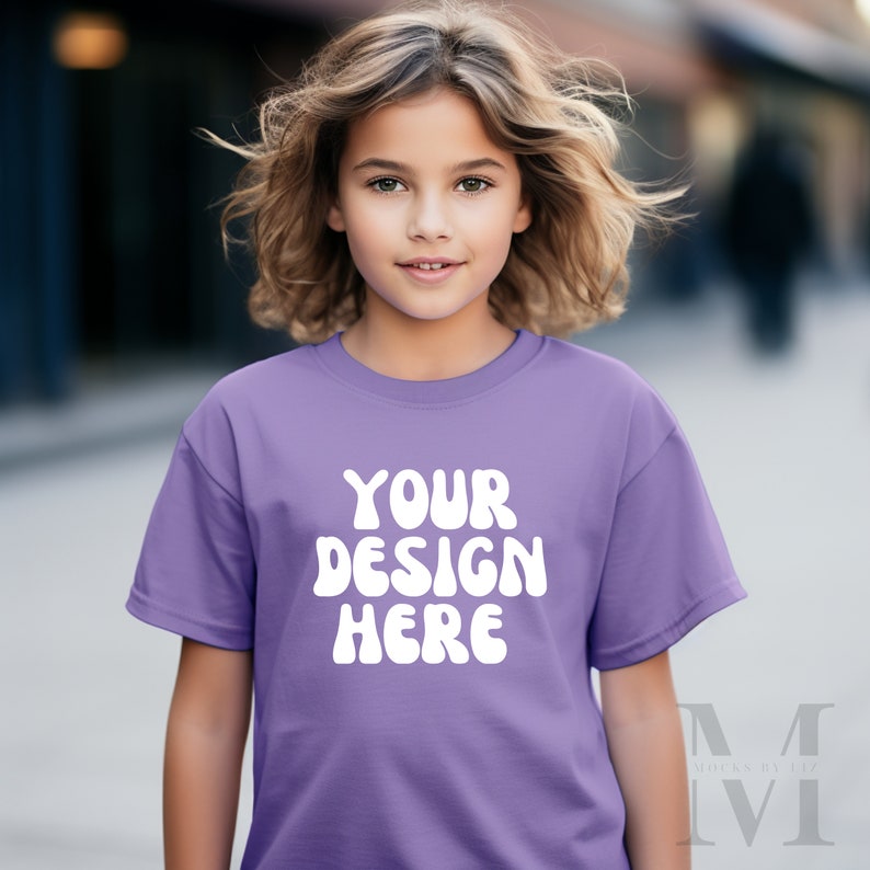 Gildan Youth Heavy Cotton T-Shirt - 100% Cotton, Classic Fit, Mediumweight Jersey (Violet, Medium) - View #12
