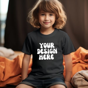 5000B Black Shirt Mockup Kid Modeled TShirt Toddler Mockups Gildan Mock Up Child Instant Download Girl POD Tee Mocks Back to School Mockup