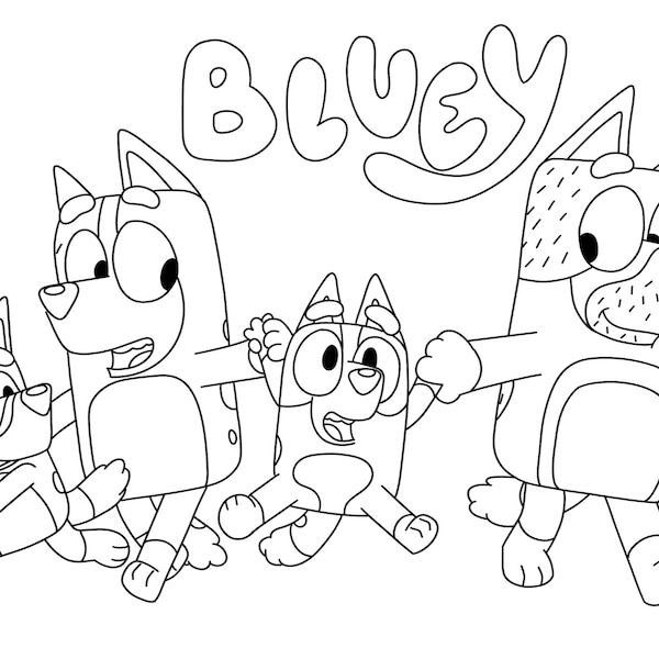 Printable Bluey Color Pages - Etsy