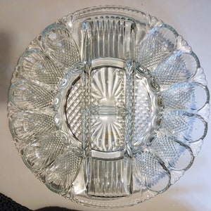 LE Smith &quot;Heritage&quot; Deviled Egg & Relish Plate, 11&quot; Clear Glass