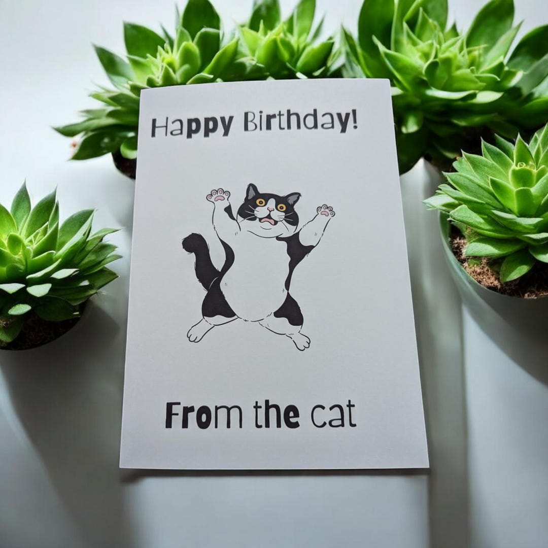 Birthday Card Happy Birthday From the Cat - Etsy