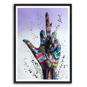 Middle Finger Printable Download, Graffiti Hand, Banksy Painting, Pop Art Middle Finger, Hand Painting, Graffiti Wall Art, INSTANT DOWNLOAD