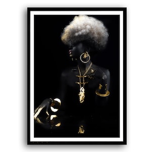 African Woman Portrait, Black Woman Art, African Art, Gold And Black Wall Art, Ethnic Woman Art, Woman Art, Digital Download, Printable Art