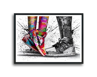 Pop Art Sneakers Printable Download, Banksy Wall Art, Street Art, Graffiti Home Decor, Ready to Hang, Banksy Print Art, INSTANT DOWNLOAD