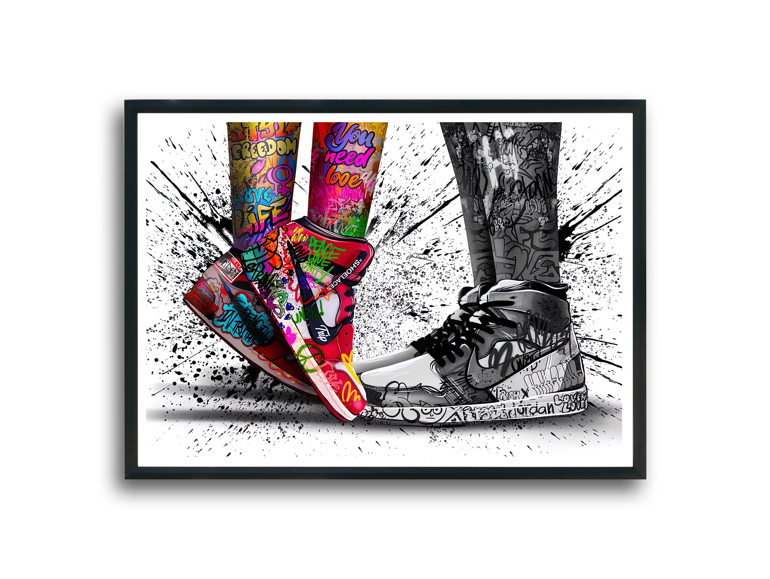 Allernieuwste toile peinture Jordan Sneaker Fashion Chaussures pour femmes  - Graffiti