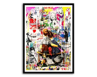 Banksy Two Little Urban Printable Download, Banksy Street Art, Graffiti Home Decor, Ready to Hang, Banksy Print Art, INSTANT DOWNLOAD