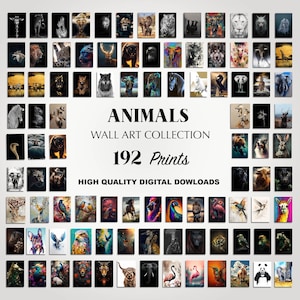 Paquete de 192 piezas de carteles de animales - Impresión animal - Descarga digital - Imprimibles de animales - Arte de pared de animales - Galería de animales - Arte de pared - Traje