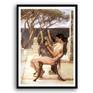 Sappho and Alcaeus by Lawrence Alma-Tadema Canvas Wall Decor, Framed Wall Decor, Decorative Wall Art , Romanticism Art, Gift For Her