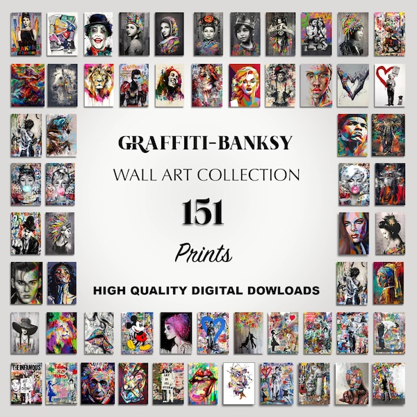 MEGA Bundle Wandkunst, 151 Digitaldrucke, Graffiti Decor, Banksy Street Art, Pop Art, Graffiti Drucke, Straßenkunst, SOFORTIGER DOWNLOAD