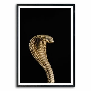 Cobra Snake Black and Bronze Printable Digital Art, Dangerous Snake Wall Art Print, Cobra Canvas Wall Hanging, INSTANT DOWNLOAD