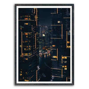 Night City View Printable Download, American City Nightscapes, Cityscape Wall, City Skyline Views, Night City Aerial view, INSTANT DOWNLOAD