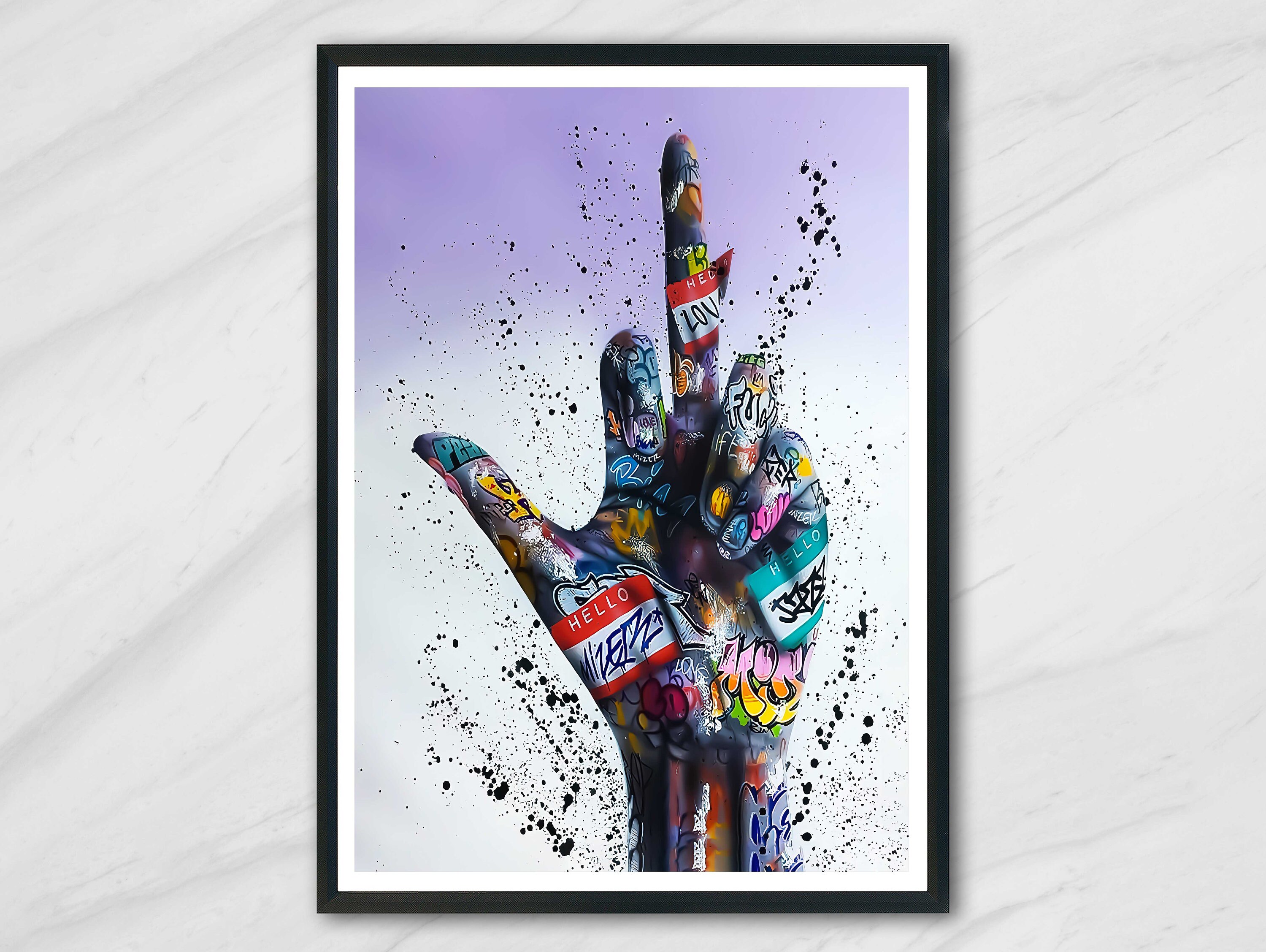 Middle Finger Printable Download, Graffiti Hand, Banksy Painting, Pop ...