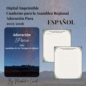 Adoración Pura 2025 adoracion cuaderno spanish, 2025 JW Convention Digital/Printable Journal, Regional Assembly JW Gifts, Good Notes PDF