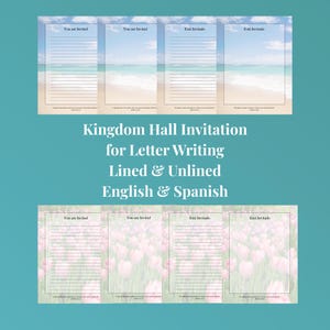 Escritura de cartas para testigos de Jehová, invitación para testigos de Jehová, Salón del Reino, juego de cartas, escritura de cartas imprimible, hoja de trabajo para cartas imprimible